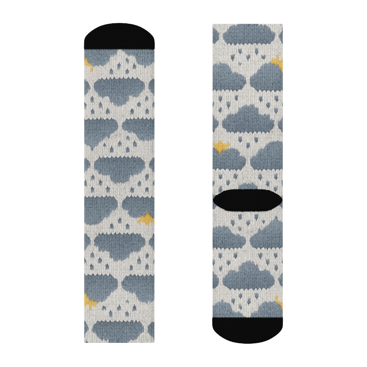 Clouds Knit Illusion Rain Drop Chevron unique graphic crew socks