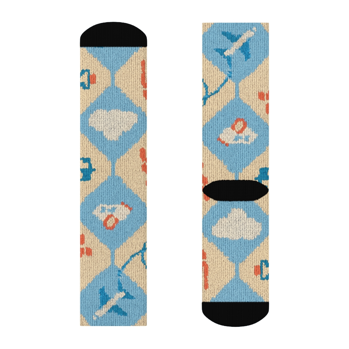 Cloudscape Wrap Pattern, Flight Attendant personalized crew socks