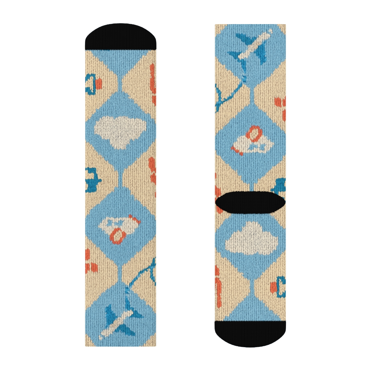 Cloudscape Wrap Pattern, Flight Attendant personalized crew socks