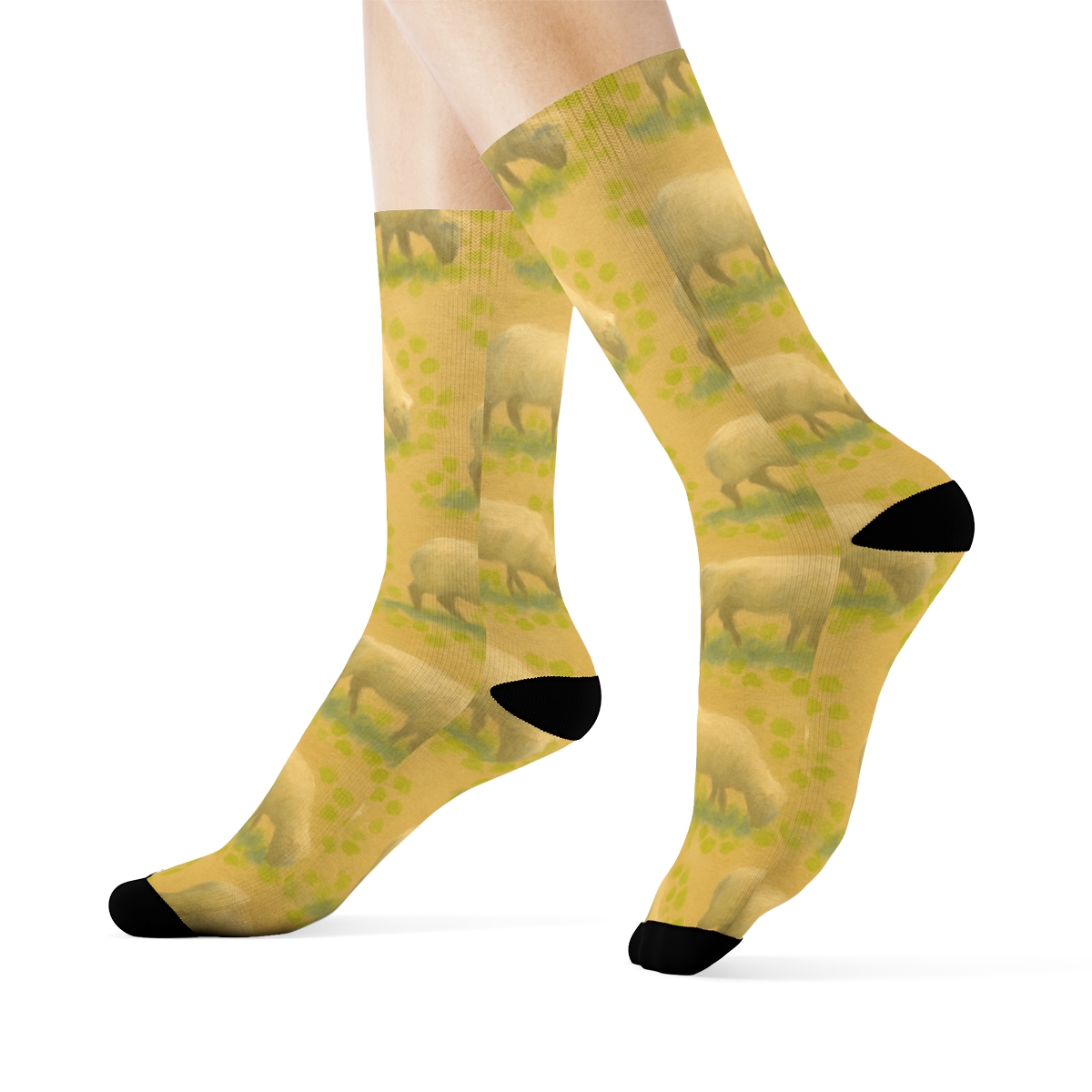 Clover Halo Pasture Drift (Sheep Edition) soft everyday crew socks