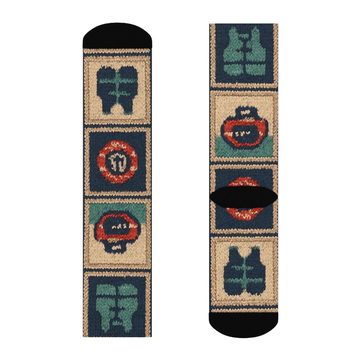 Coast Guard Officer Rescue Quilt Tile Pattern personalized crew socks