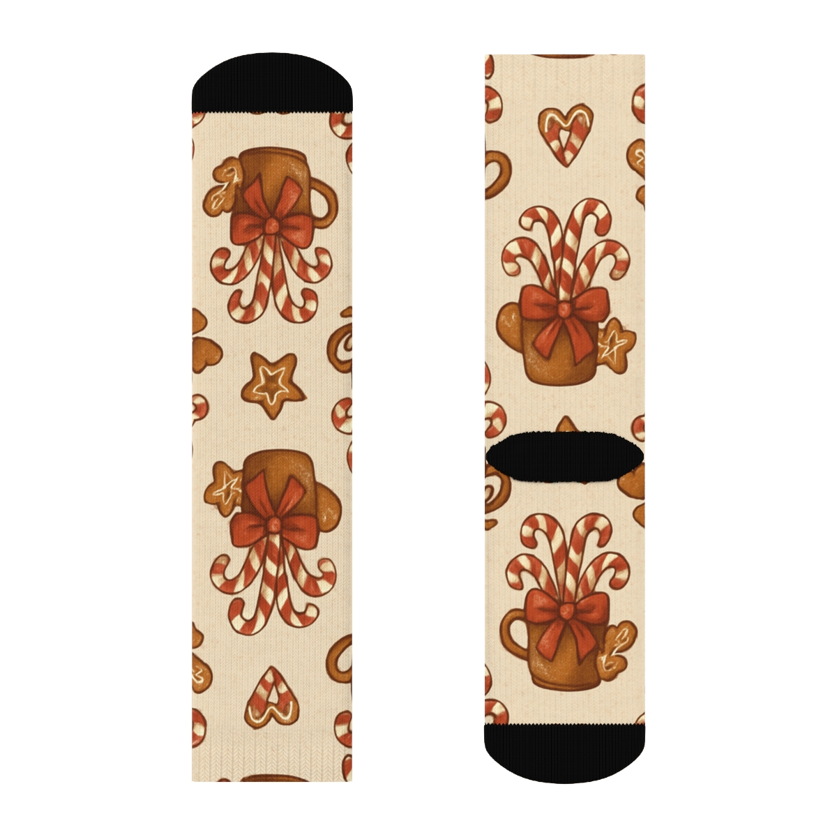 Cocoa Mug Vignettes With Candy Canes Bouquet Repeat unique graphic crew socks