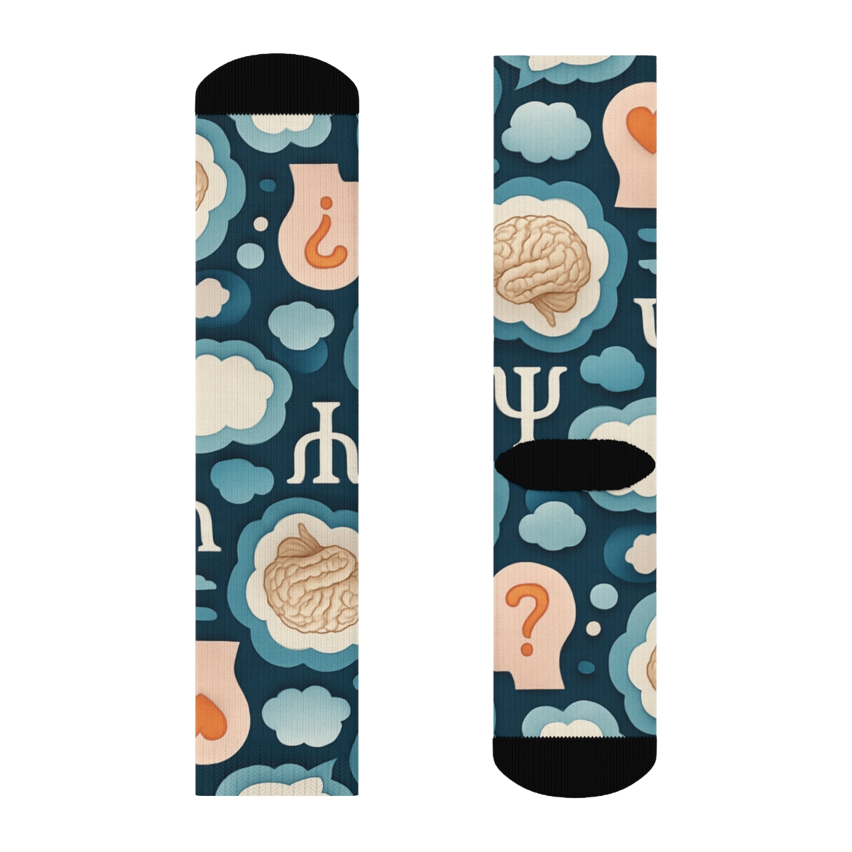 Cognitive Collage Tiles With Psychologist Symbols trendy patterned crew socks