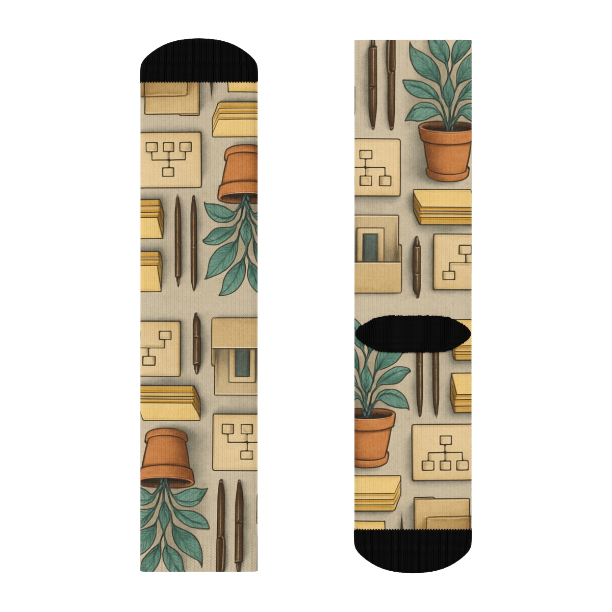 Collaboration Collage In Soft Gray Office Manager Print personalized crew socks