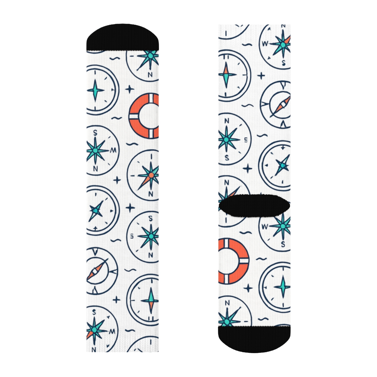 Compass And Lifebuoy Tiles With Sailor Charm stylish athletic crew socks
