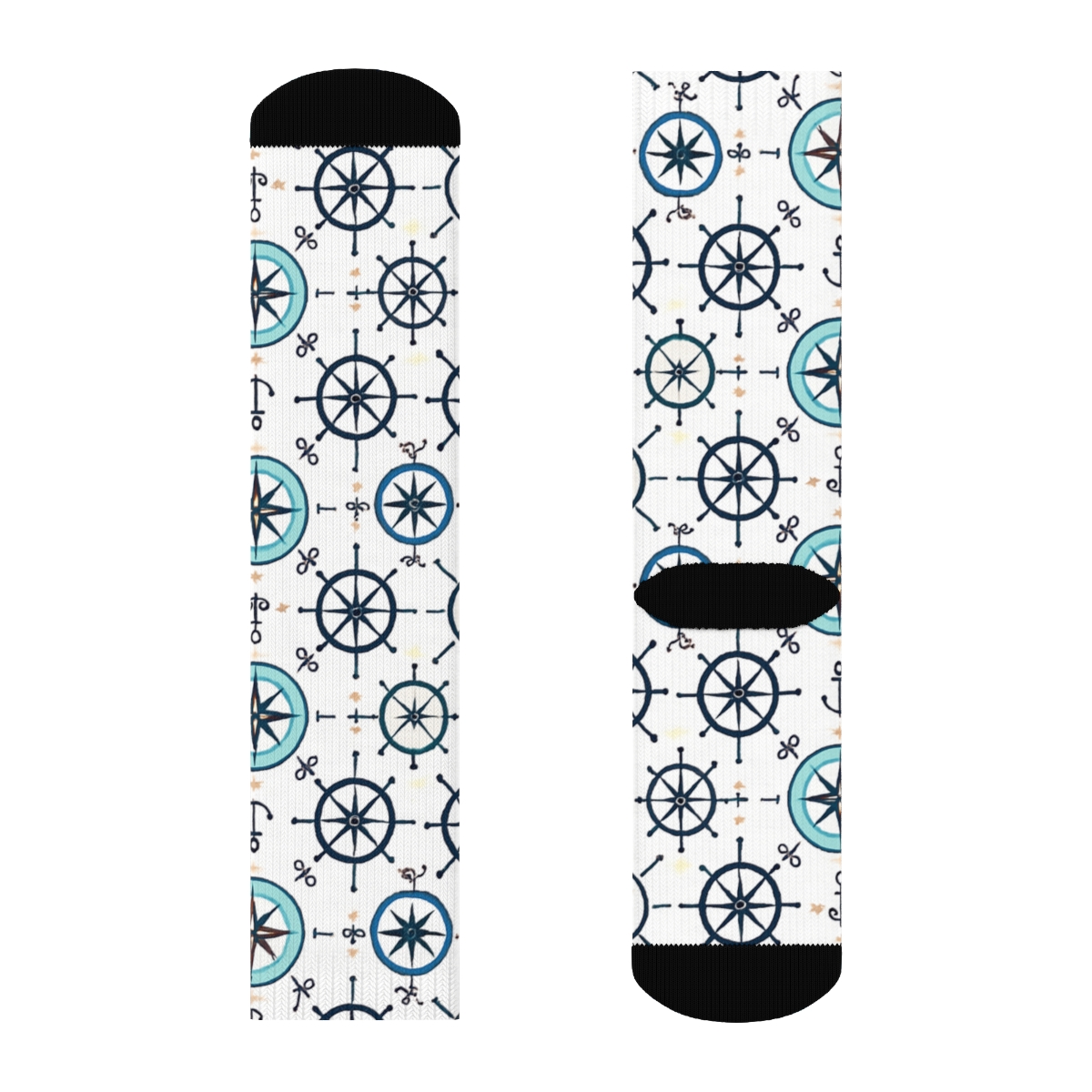 Compass Lattice With Ship Captain Icons custom crew socks