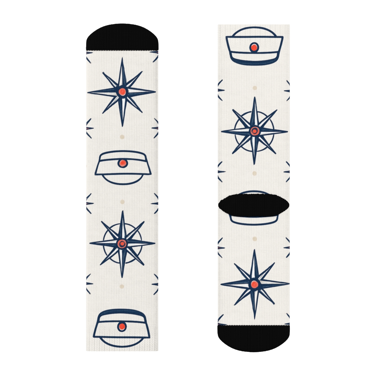 Compass Rose Rhythm With Sailor Charms personalized crew socks