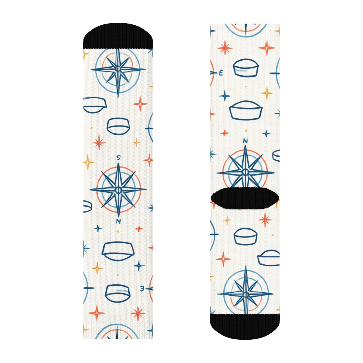 Compass Rosette Sailor Tilework stylish athletic crew socks