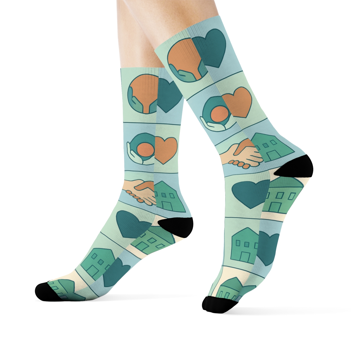 Compassion Grid With Social Worker Icons trendy patterned crew socks