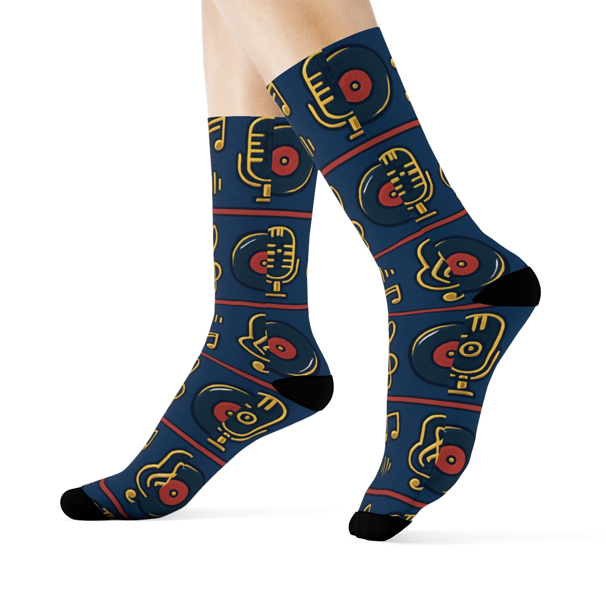 Concert Skyline Musician Pattern Bands premium sports crew socks