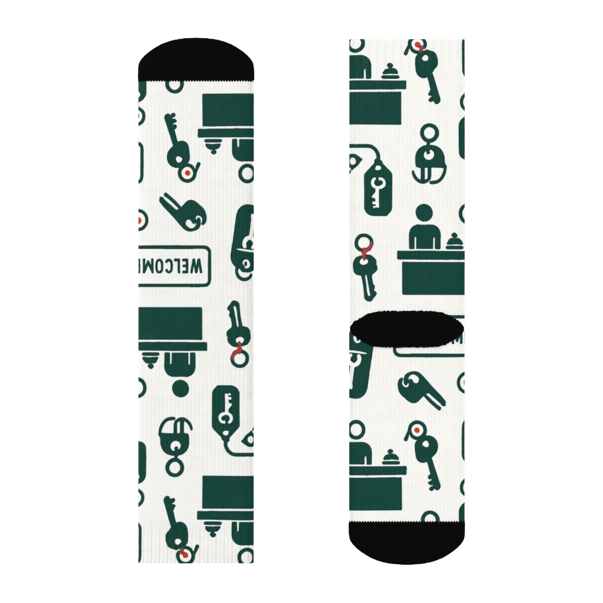 Concierge Symbols With Hotel Receptionist Charm unique graphic crew socks
