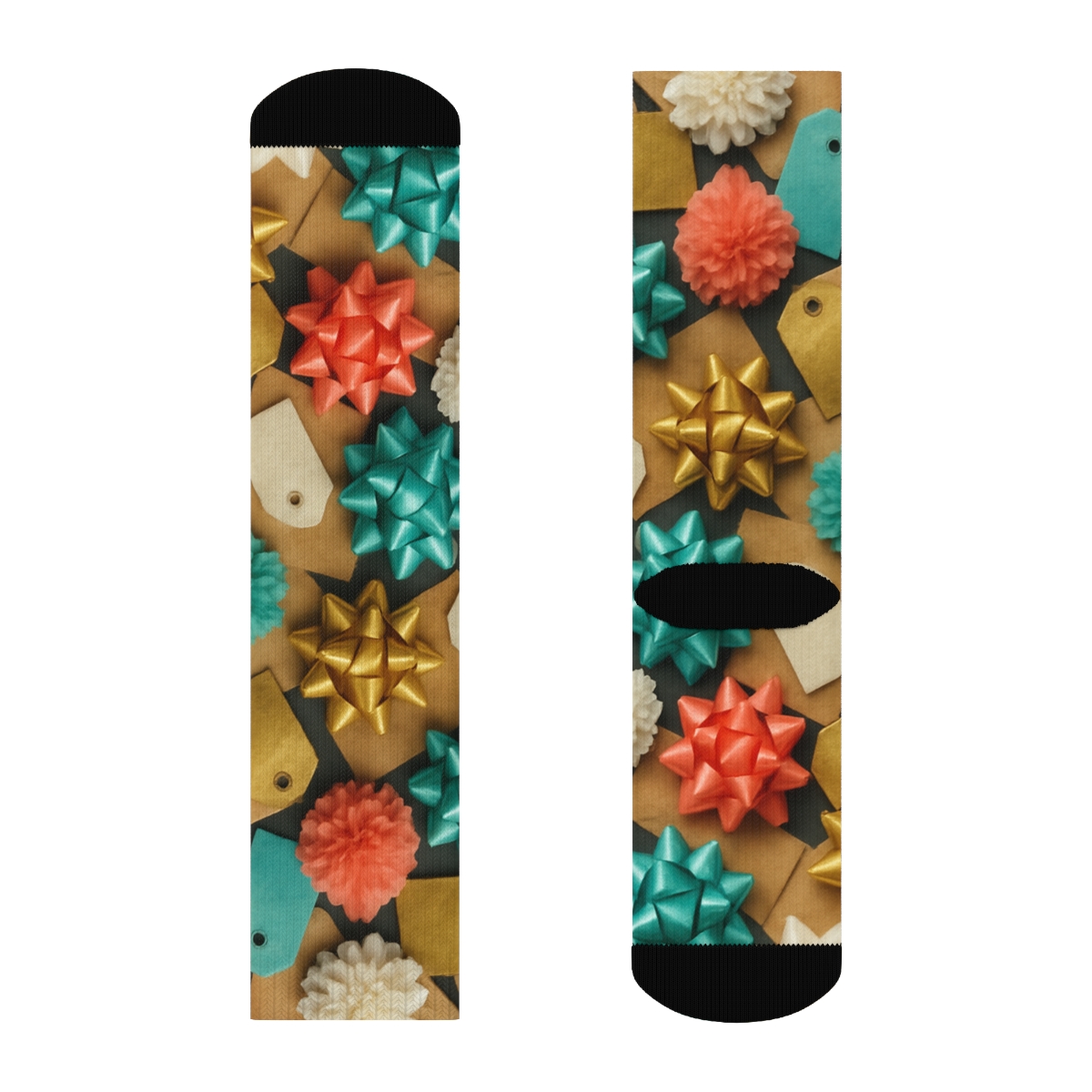 Confetti Parcel Landscape With Presents Pattern custom crew socks