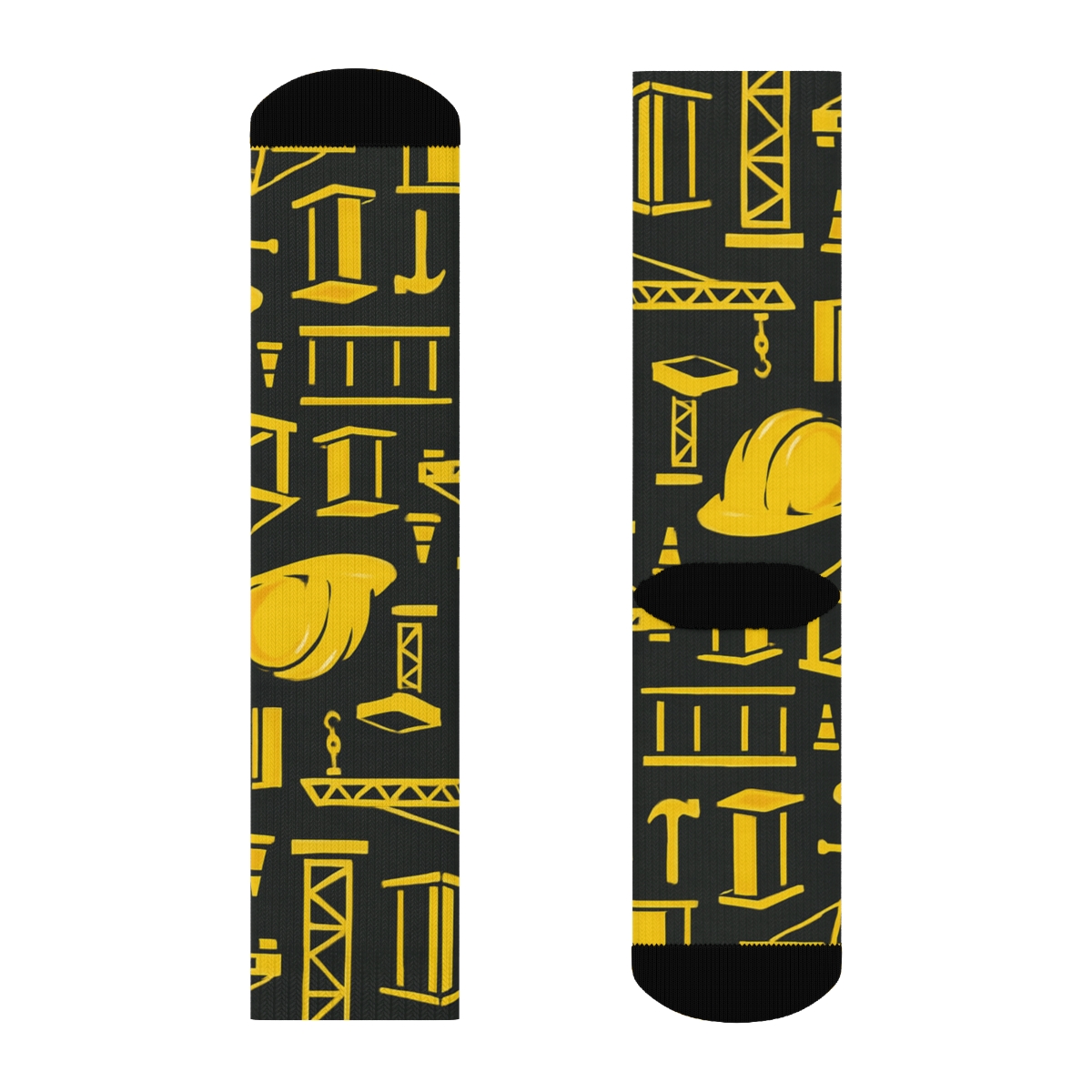 Construction Worker Skyline Grid On Industrial Night comfortable cotton crew socks