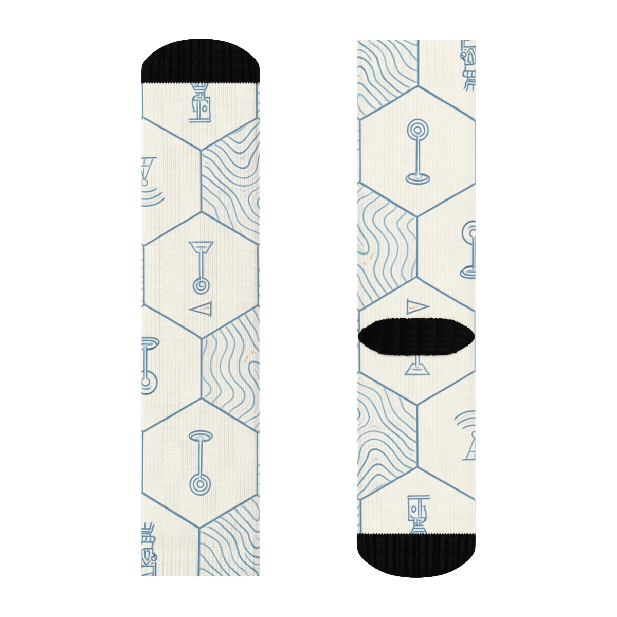 Contour Line Lattice Surveyor Print soft everyday crew socks