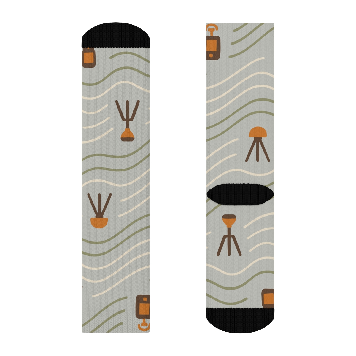 Contour Lines With Surveyor Signals Flow unique graphic crew socks