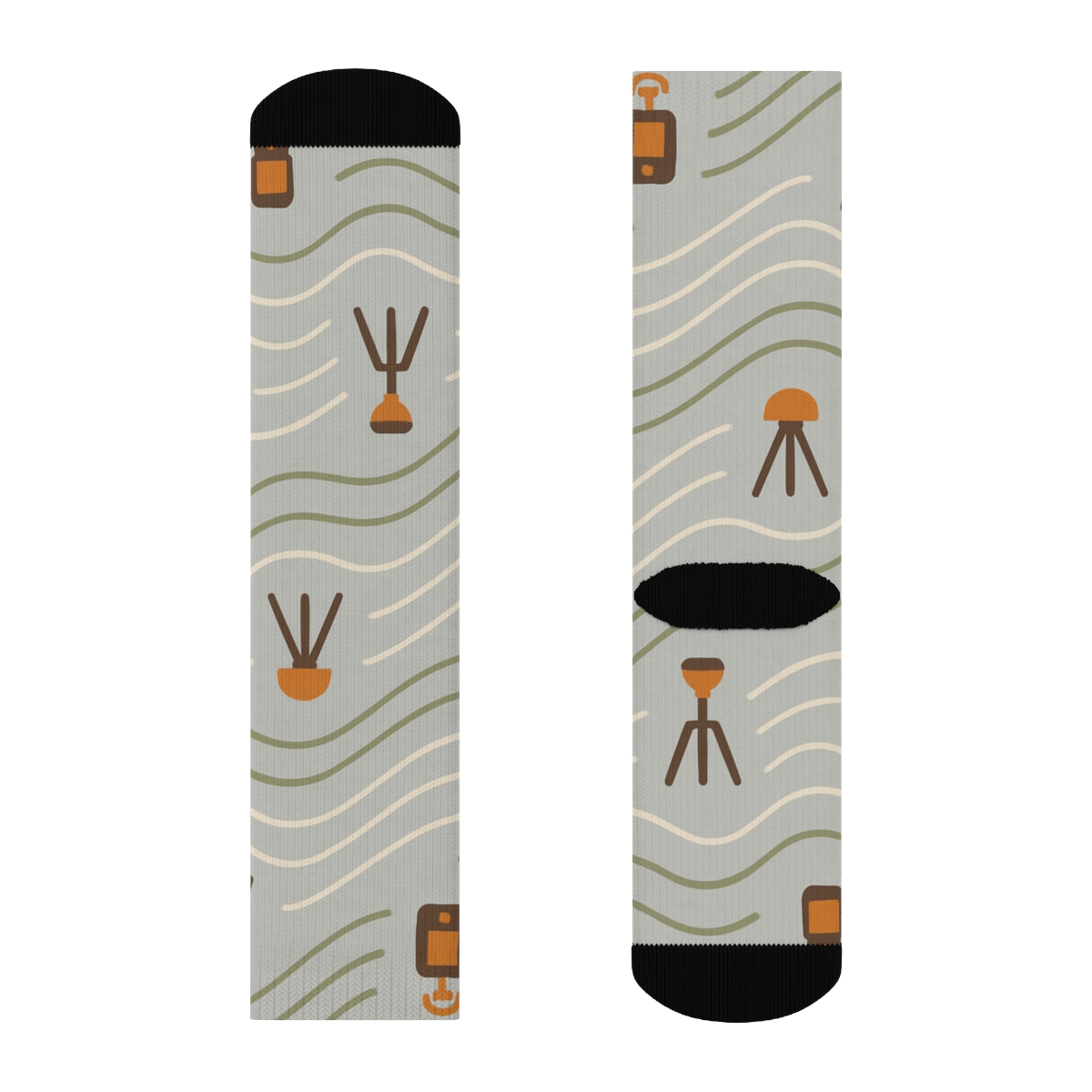 Contour Lines With Surveyor Signals Flow unique graphic crew socks
