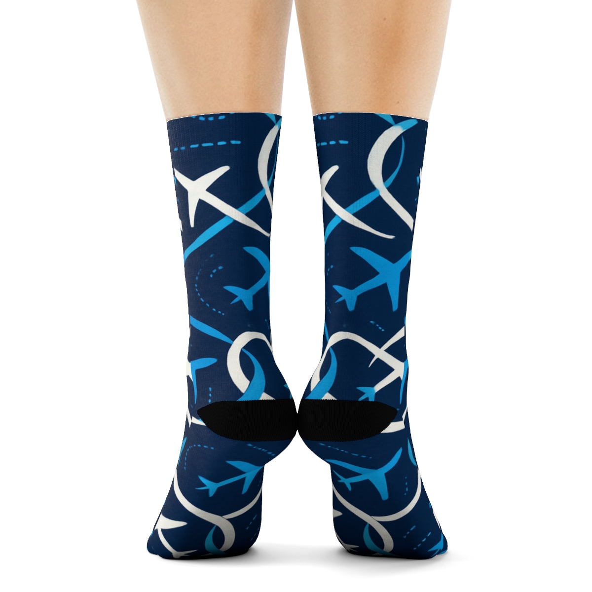 Contrail Ribbon Airplane Tilework personalized crew socks