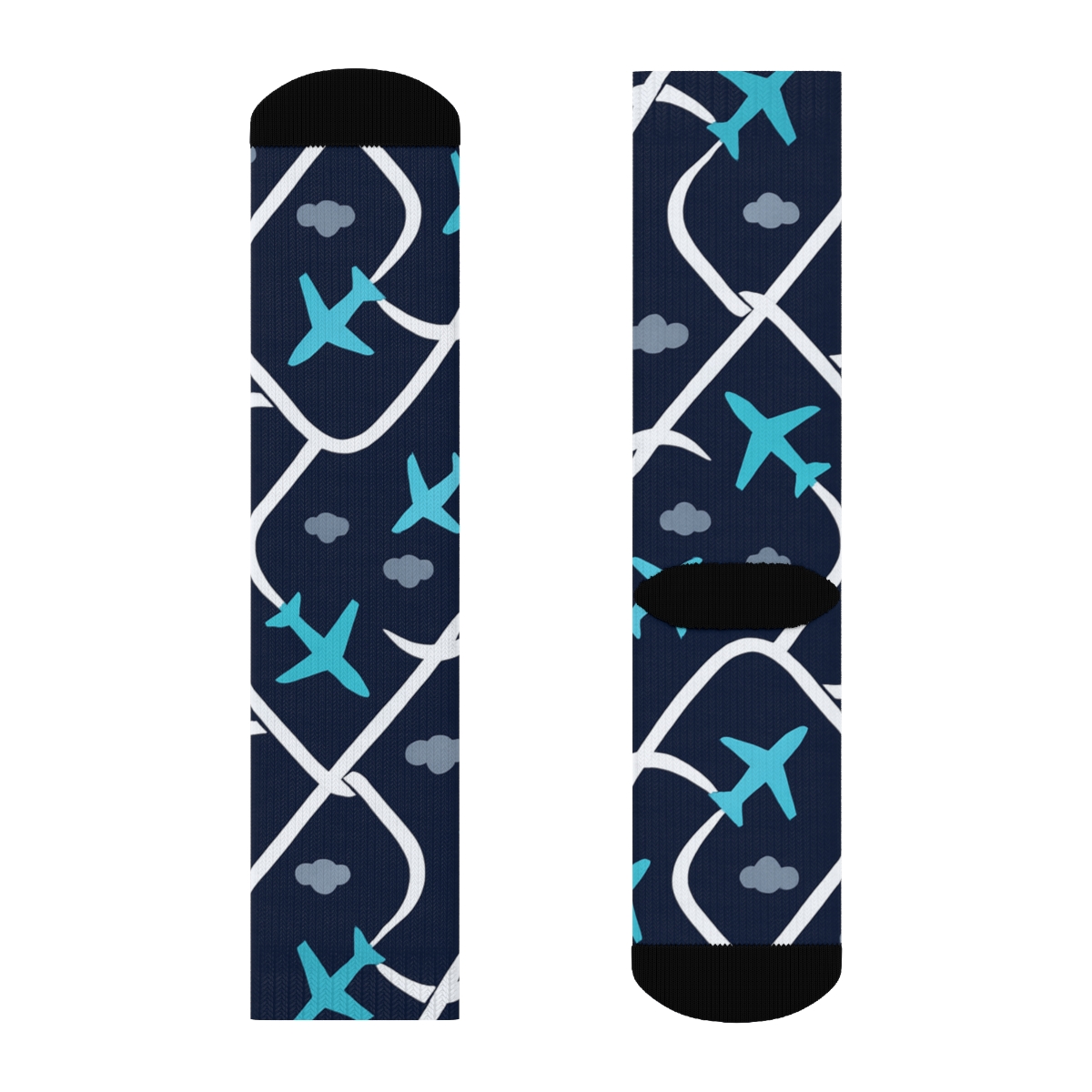 Contrail Ribbon Lattice Airplane premium sports crew socks