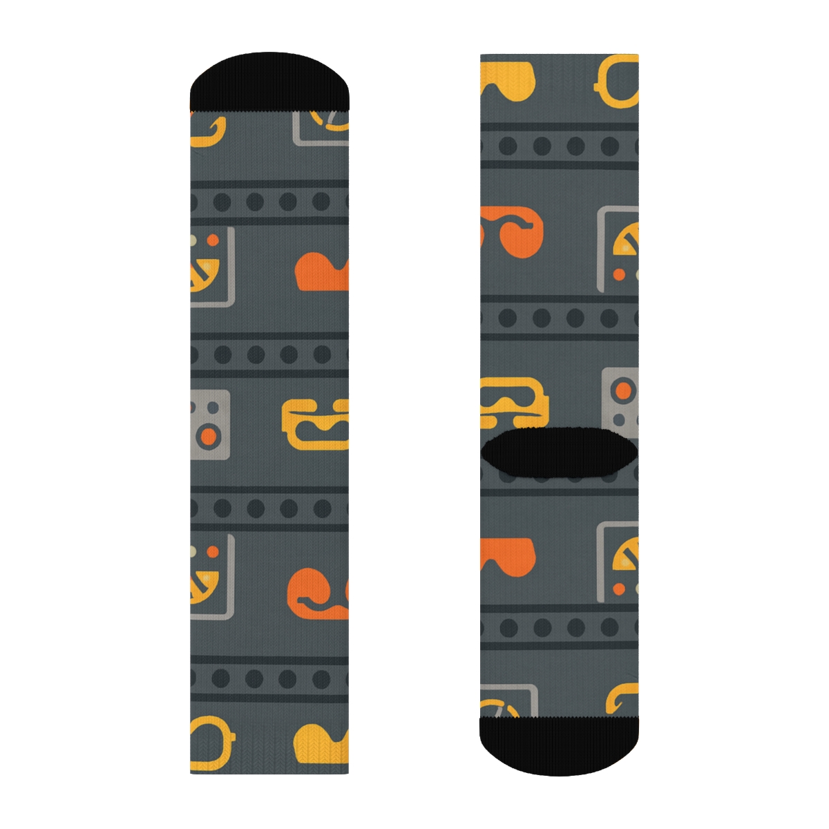 Conveyor Rhythm Stripe With Machine Operator Icons custom crew socks