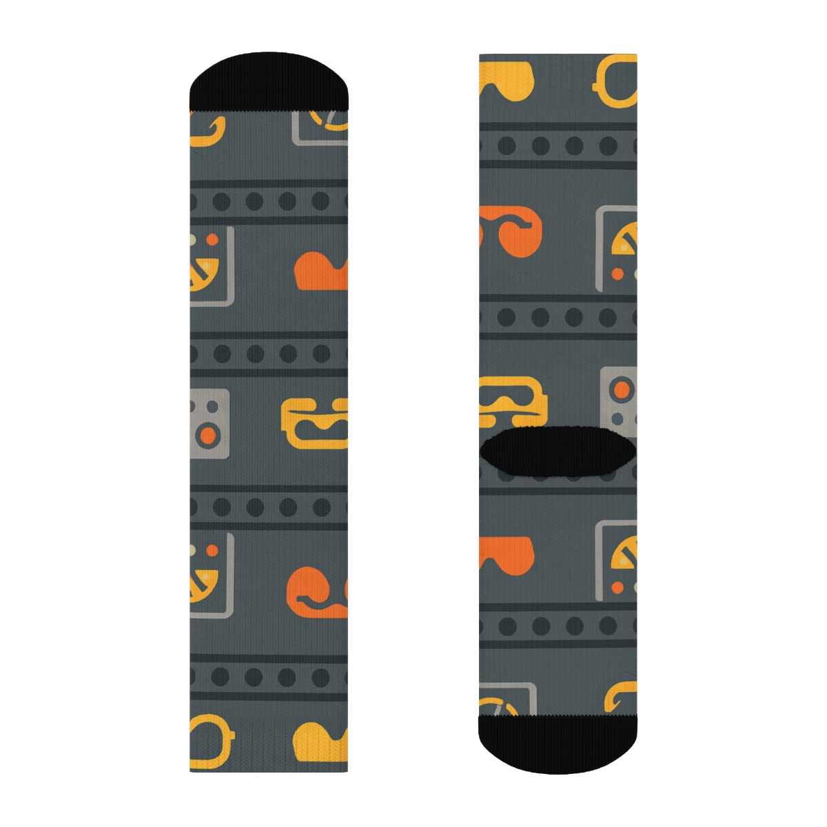 Conveyor Rhythm Stripe With Machine Operator Icons custom crew socks