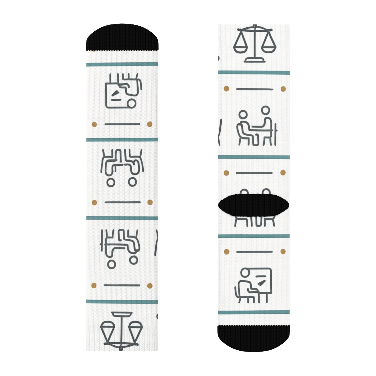 Courtroom Stripe Pattern With Probation Officer Icons custom crew socks