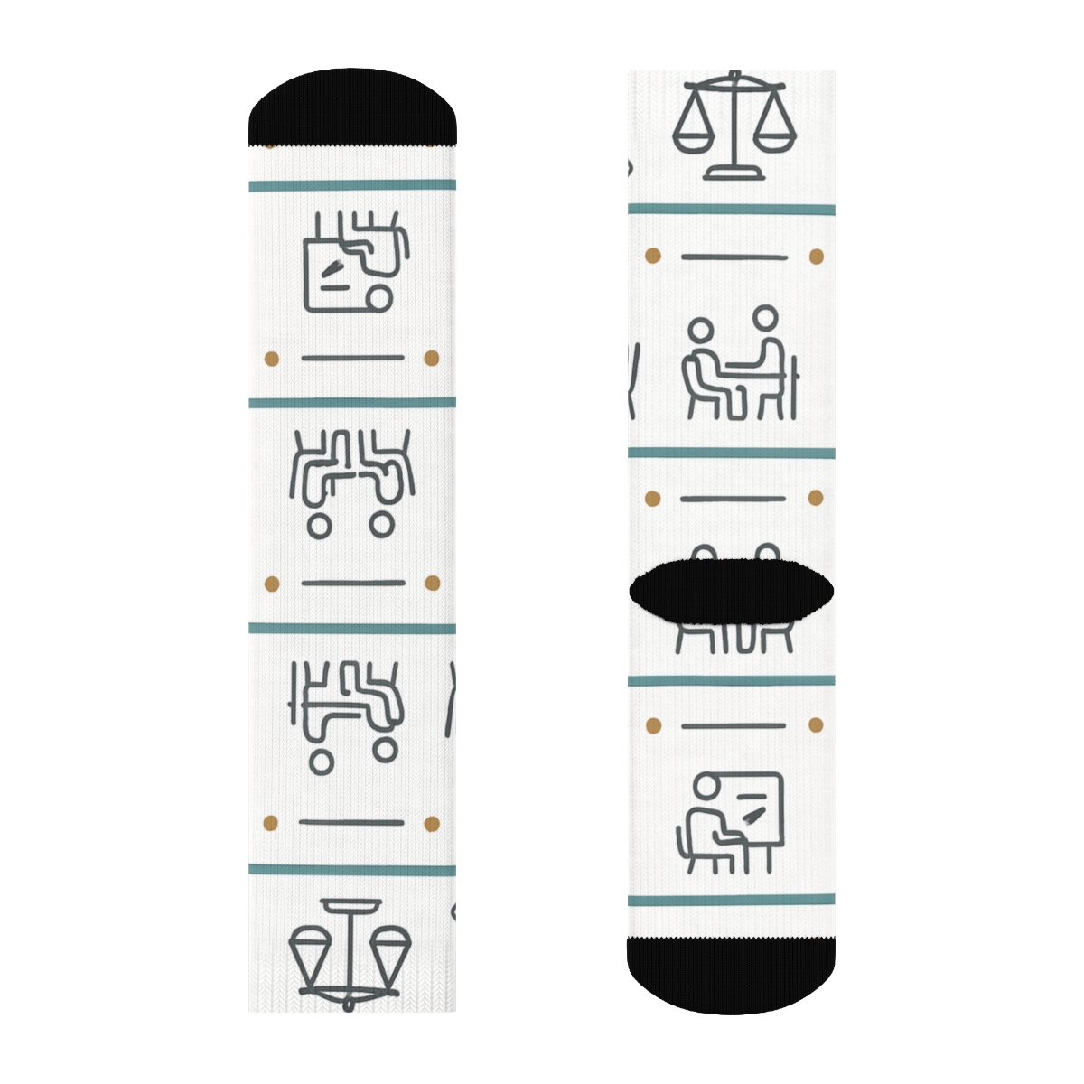 Courtroom Stripe Pattern With Probation Officer Icons custom crew socks