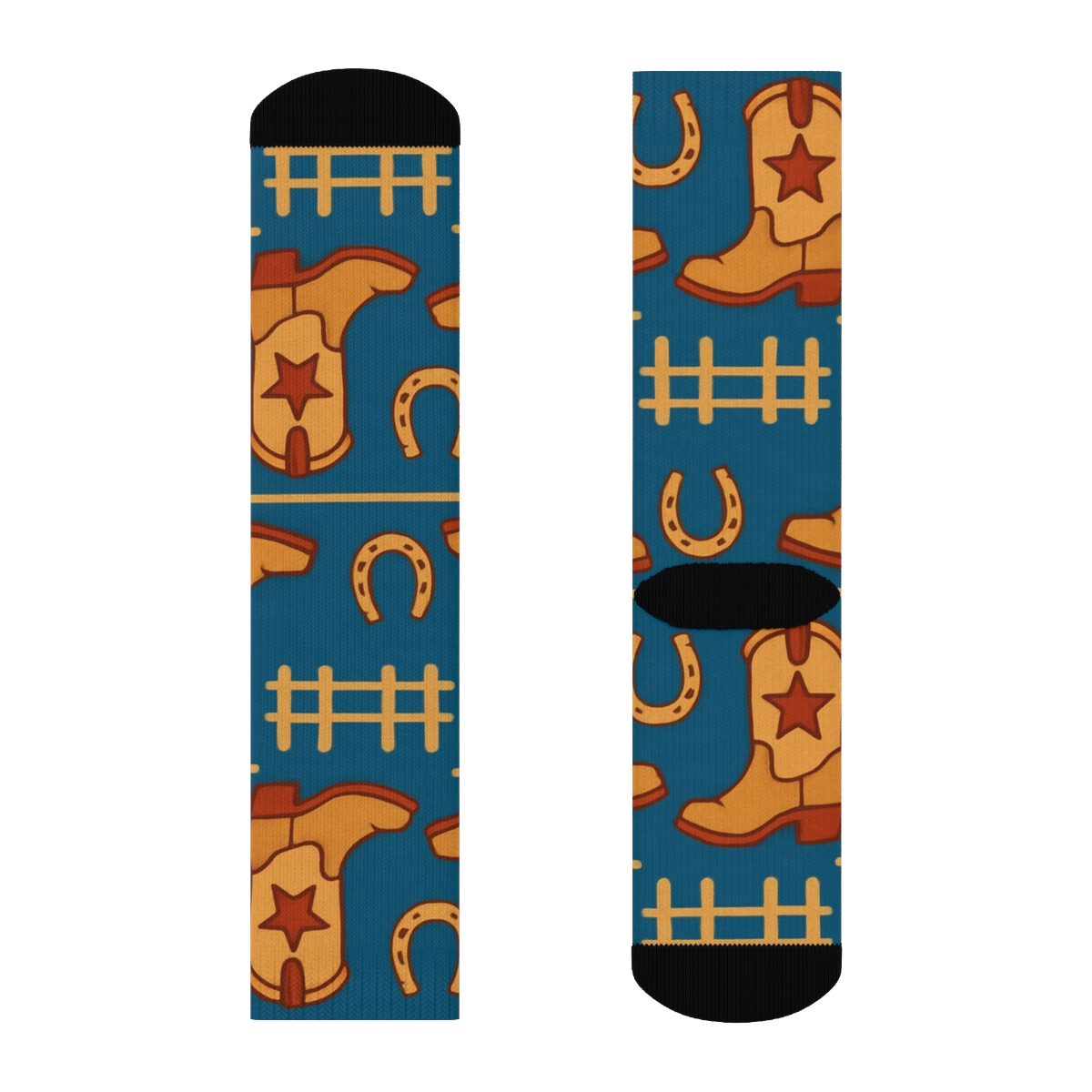 Cowboy Boots With Rancher Star Inlays trendy patterned crew socks