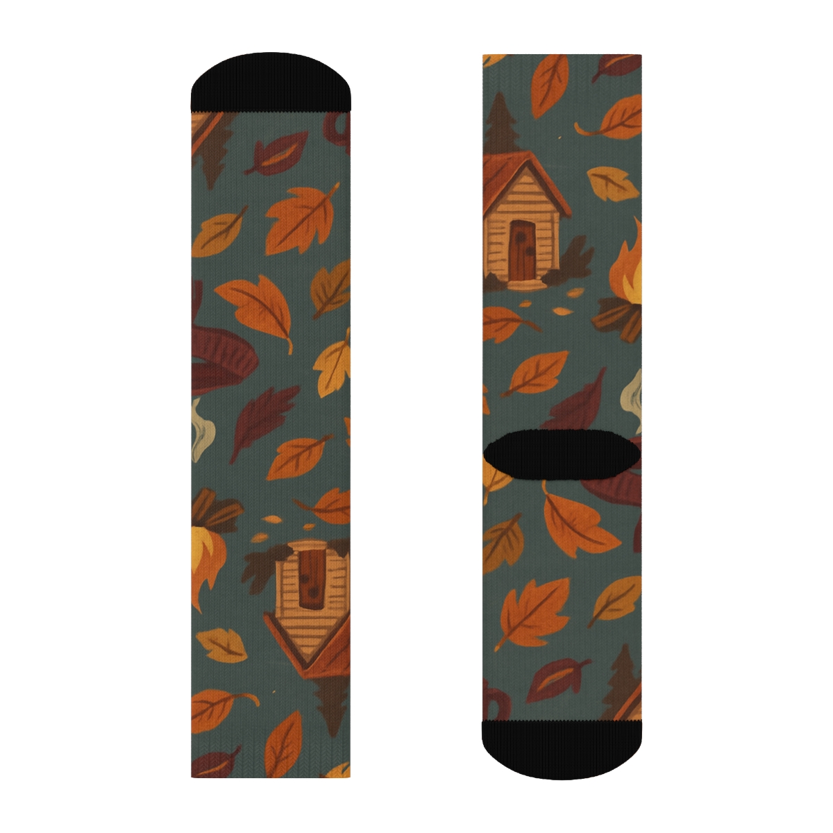 Cozy Cabin Scene Wrap On Slate premium sports crew socks