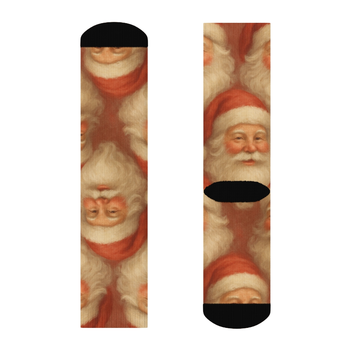 Cozy Santa Face Pattern custom crew socks
