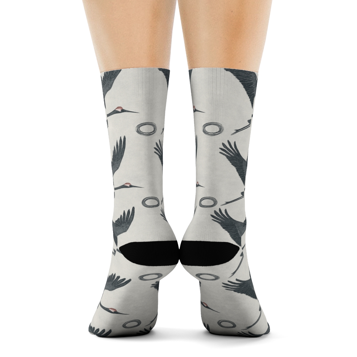 Crane Flight Mirror Array On Mist Gray Background premium sports crew socks