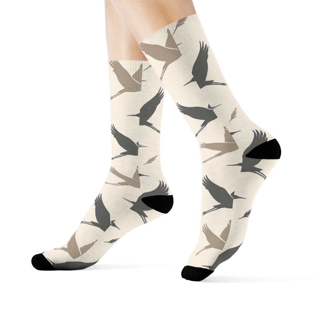 Crane Flight Mirror Array On Pale Beige Background stylish athletic crew socks