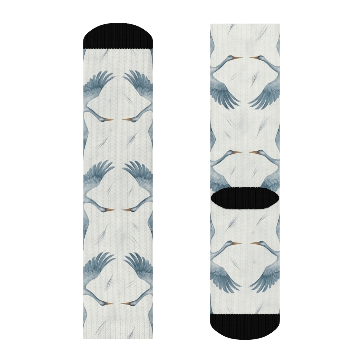 Crane Flight Mirror Panels On Light Gray Background trendy patterned crew socks