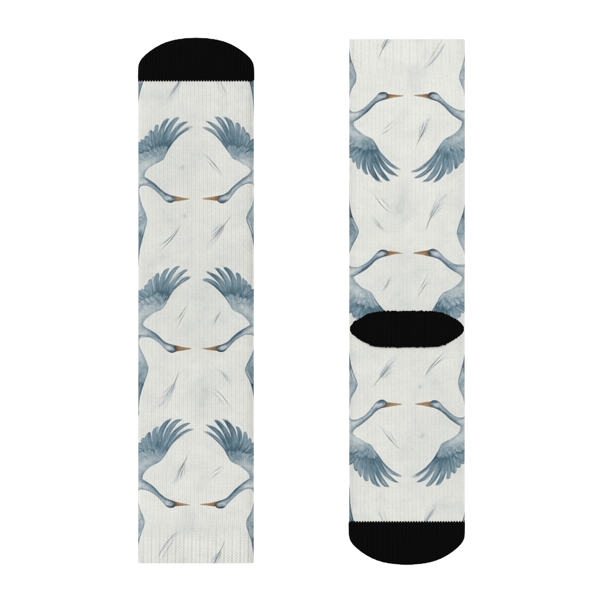 Crane Flight Mirror Panels On Light Gray Background trendy patterned crew socks