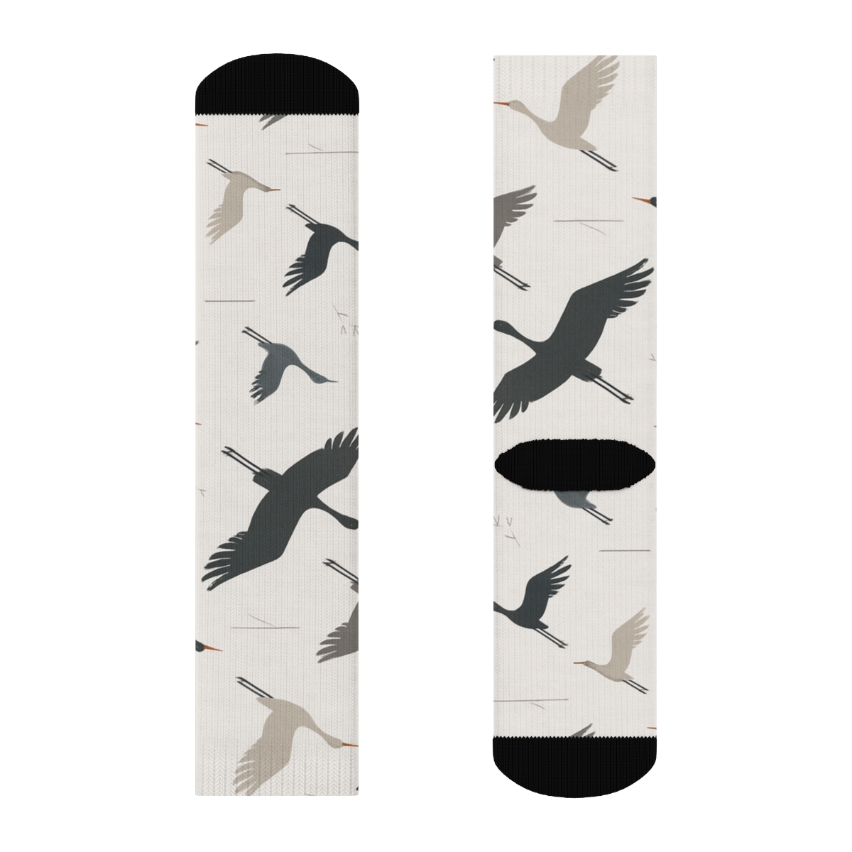 Crane Flight Silhouette Diagonal Array On Mist Gray Background soft everyday crew socks
