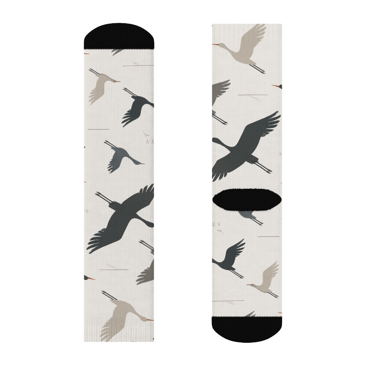 Crane Flight Silhouette Diagonal Array On Mist Gray Background soft everyday crew socks