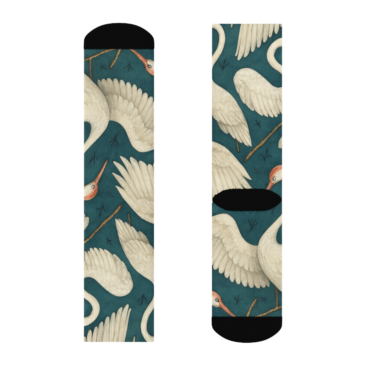 Crane Wing Arc Tessellation On Deep Teal Background comfortable cotton crew socks