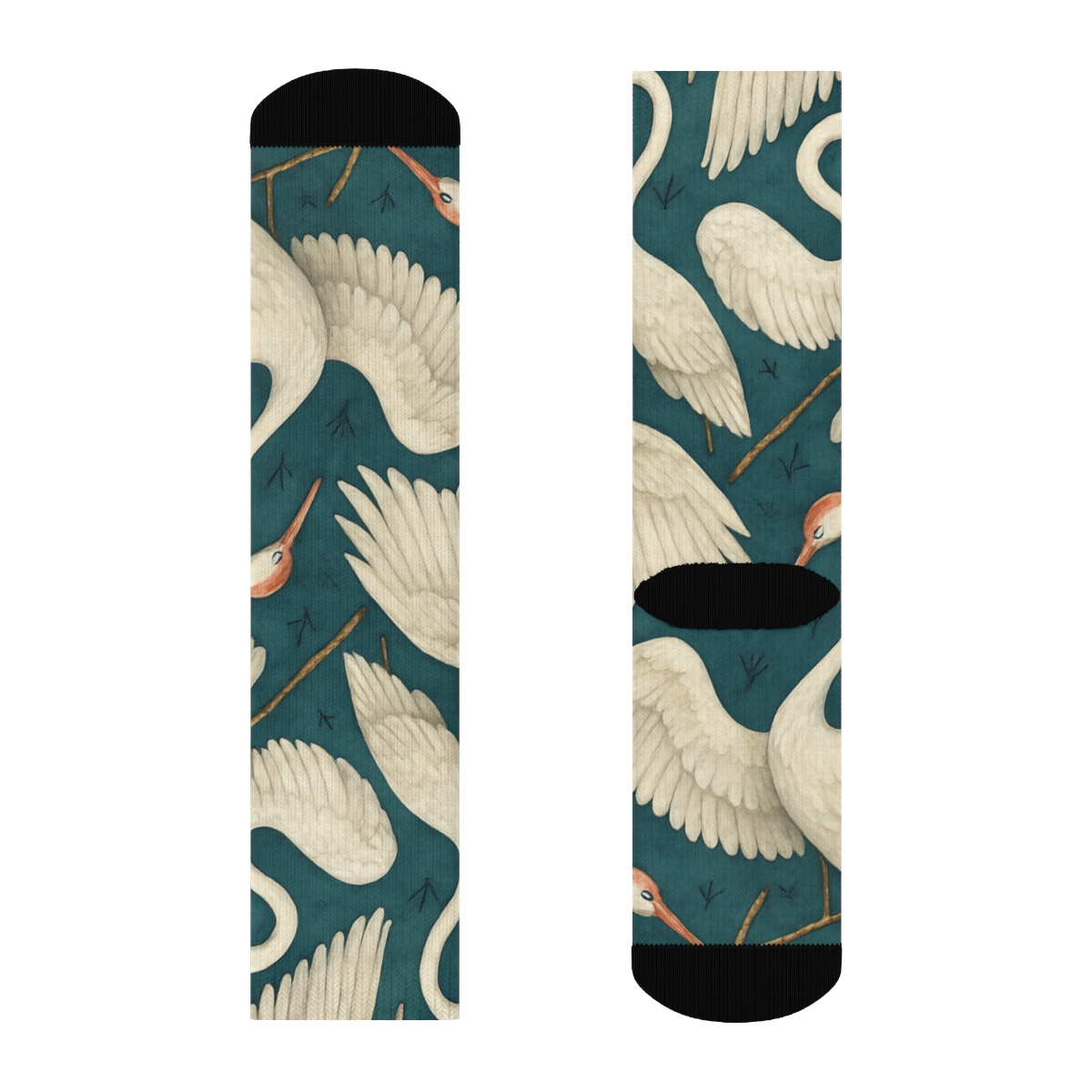 Crane Wing Arc Tessellation On Deep Teal Background comfortable cotton crew socks