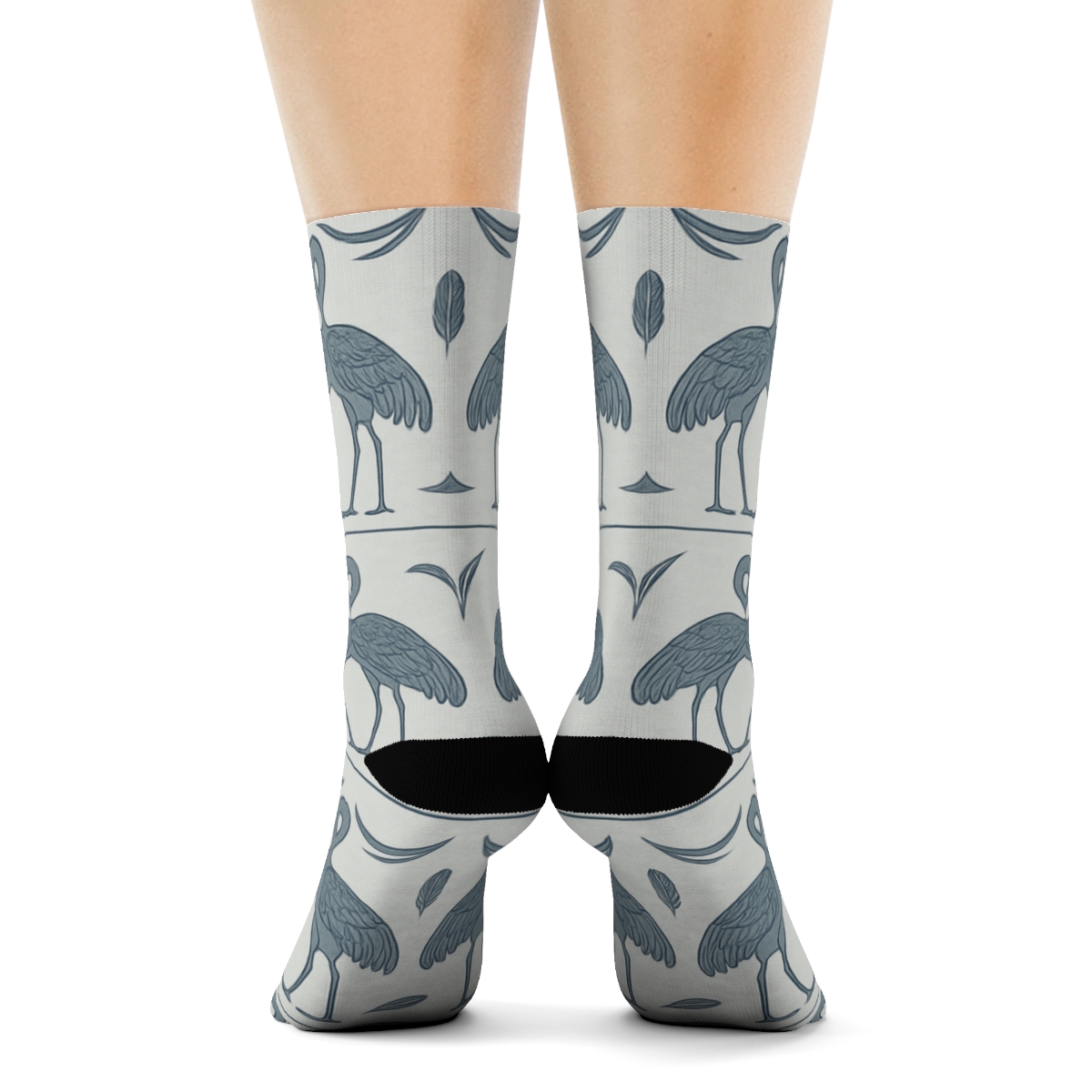 Cranes And Wing Arcs Border Bands On Light Gray Background personalized crew socks