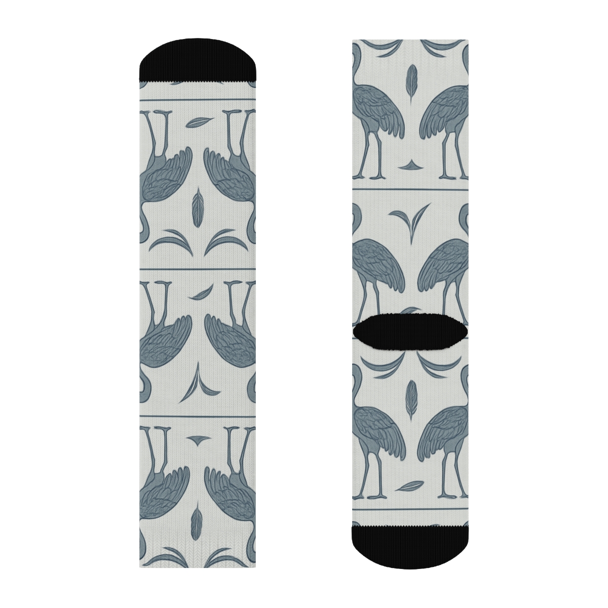Cranes And Wing Arcs Border Bands On Light Gray Background personalized crew socks