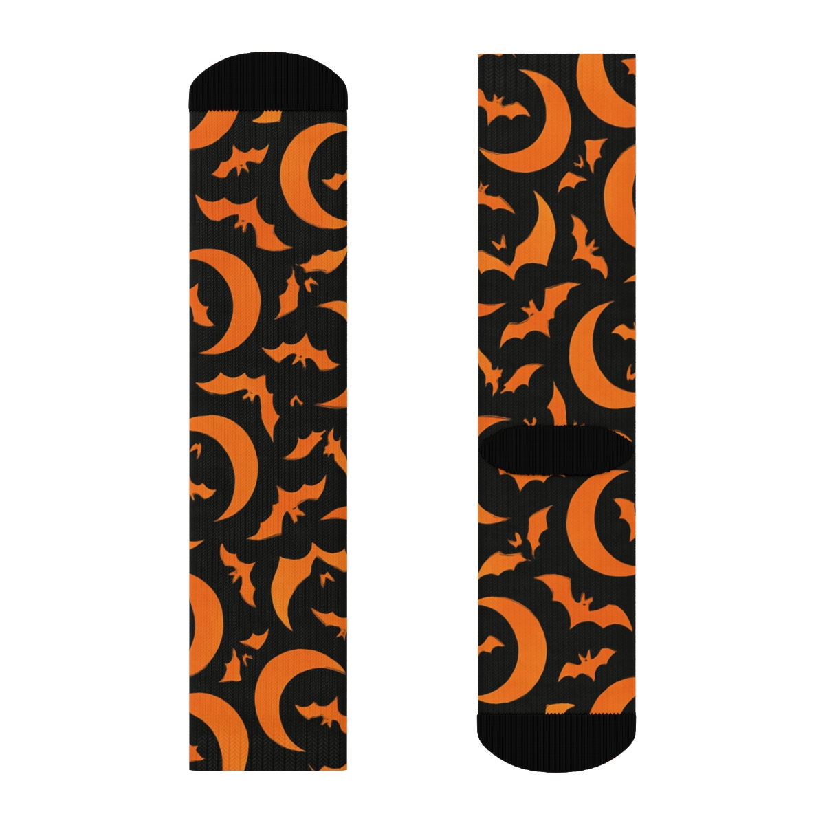 Crescent Moon And Bat Pinwheel Repeat On Black Background custom crew socks