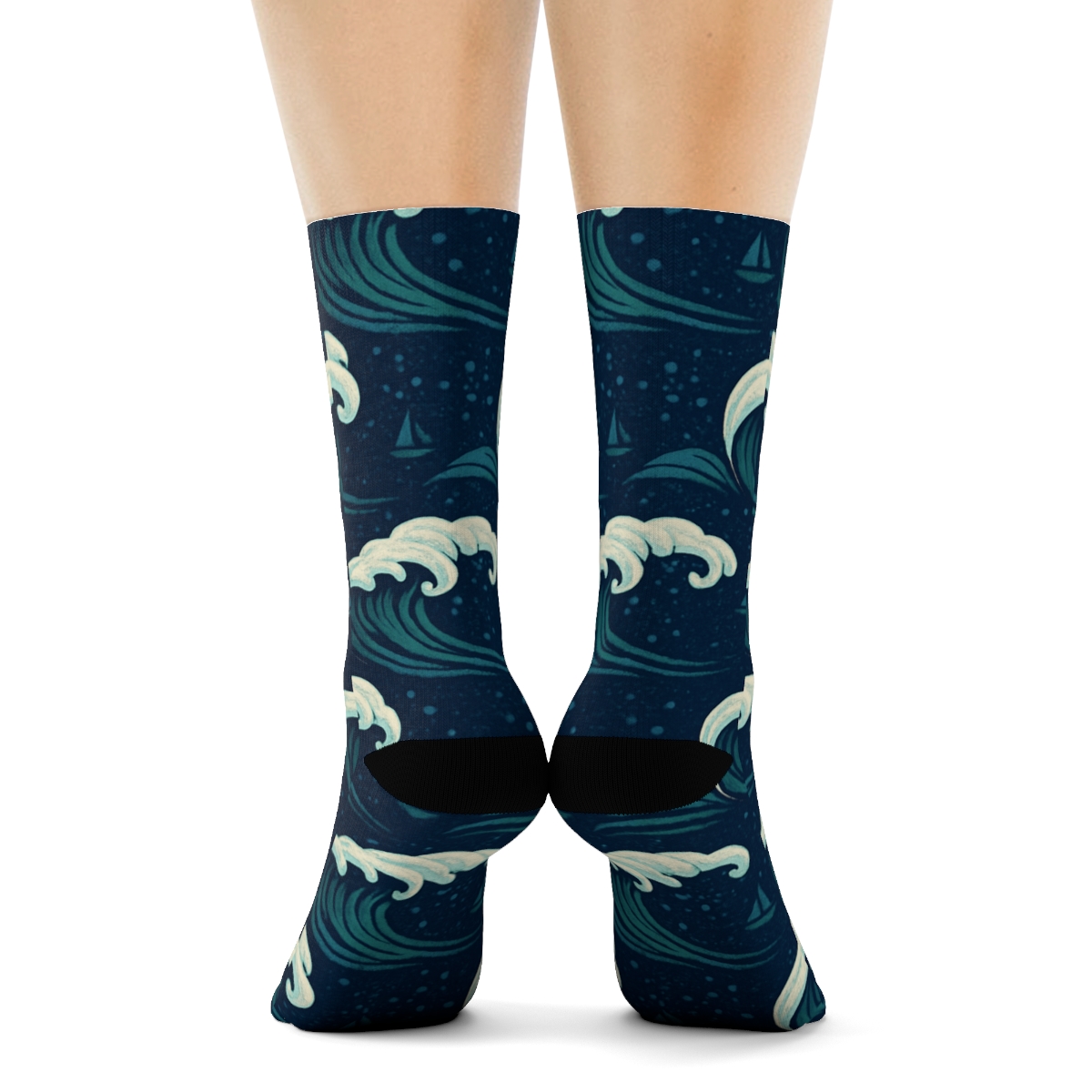 Crested Wave Grid comfortable cotton crew socks
