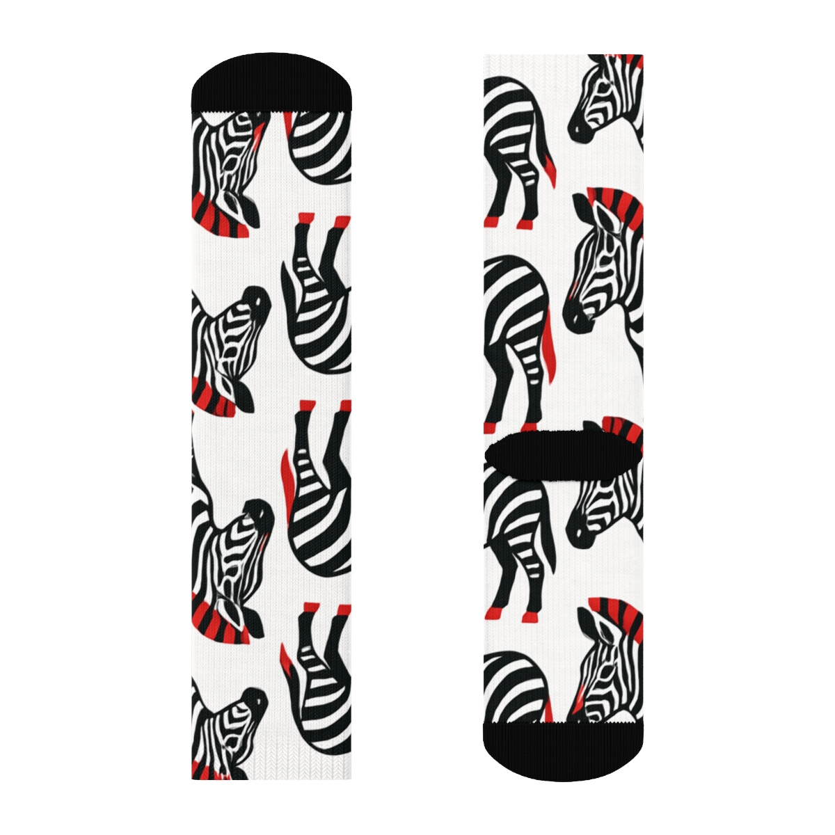 Crimson Accent Zebra Silhouette Parade unique graphic crew socks