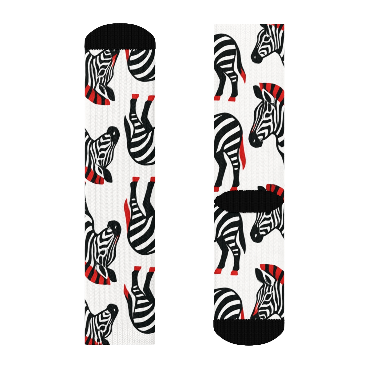 Crimson Accent Zebra Silhouette Parade unique graphic crew socks