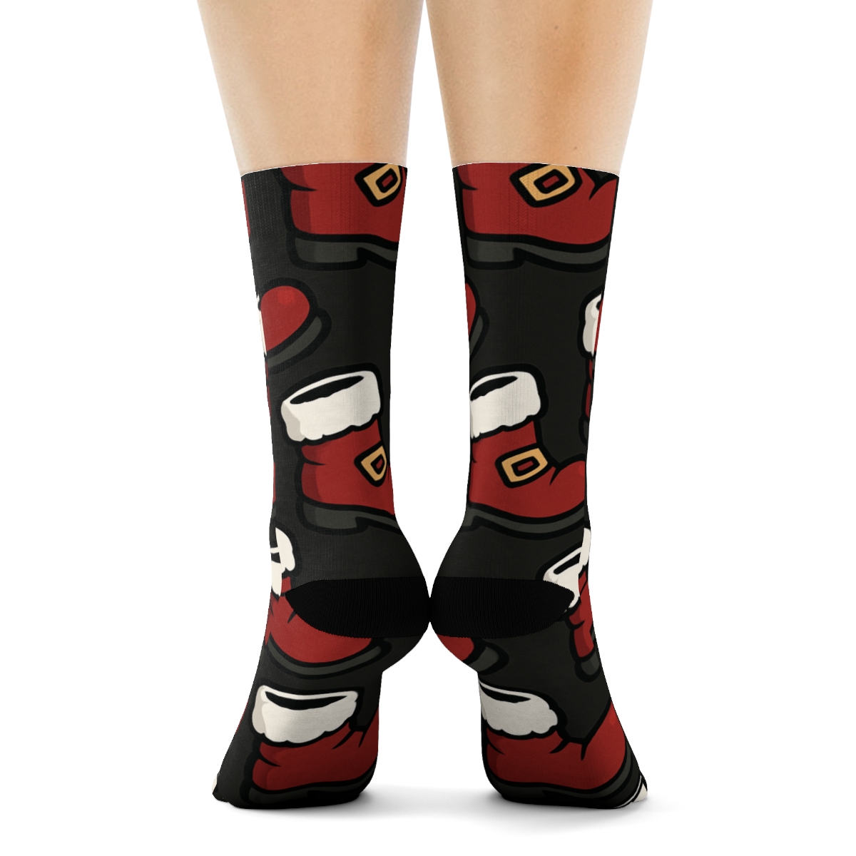 Crimson Boots With Santa March Pattern custom crew socks