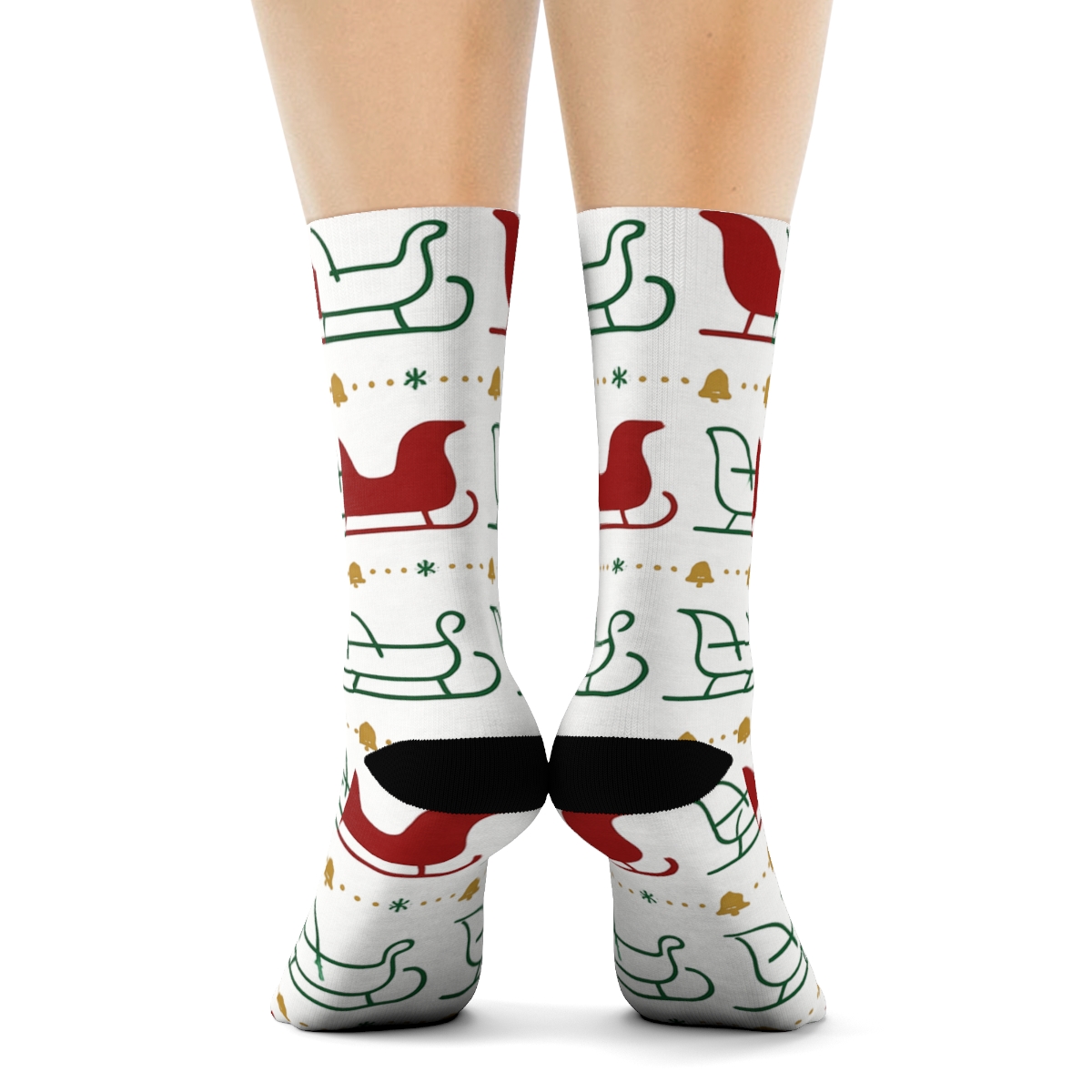 Crimson Cascade With Sleigh Silhouette Bands comfortable cotton crew socks