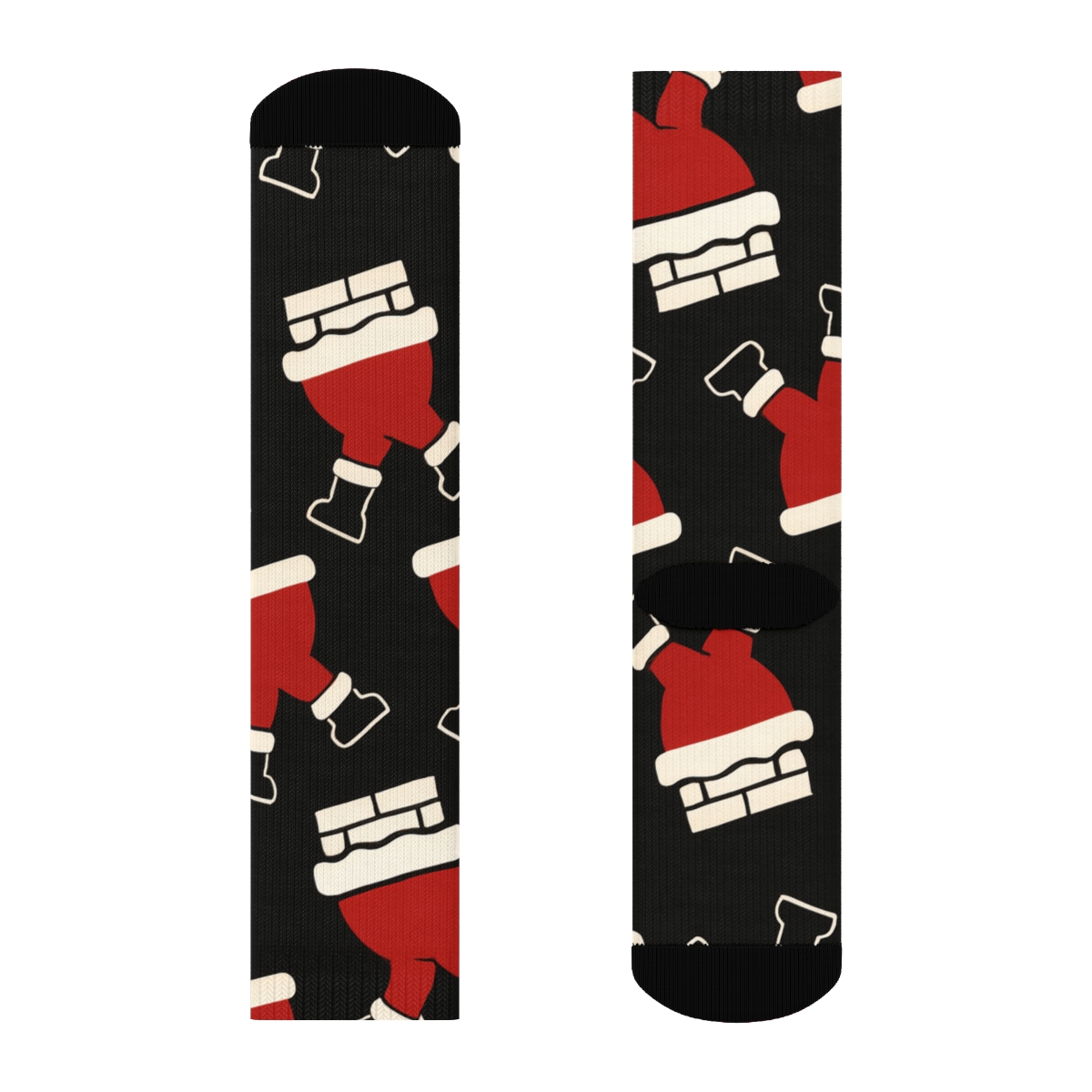 Crimson Chimney Pattern With Santa Silhouettes trendy patterned crew socks