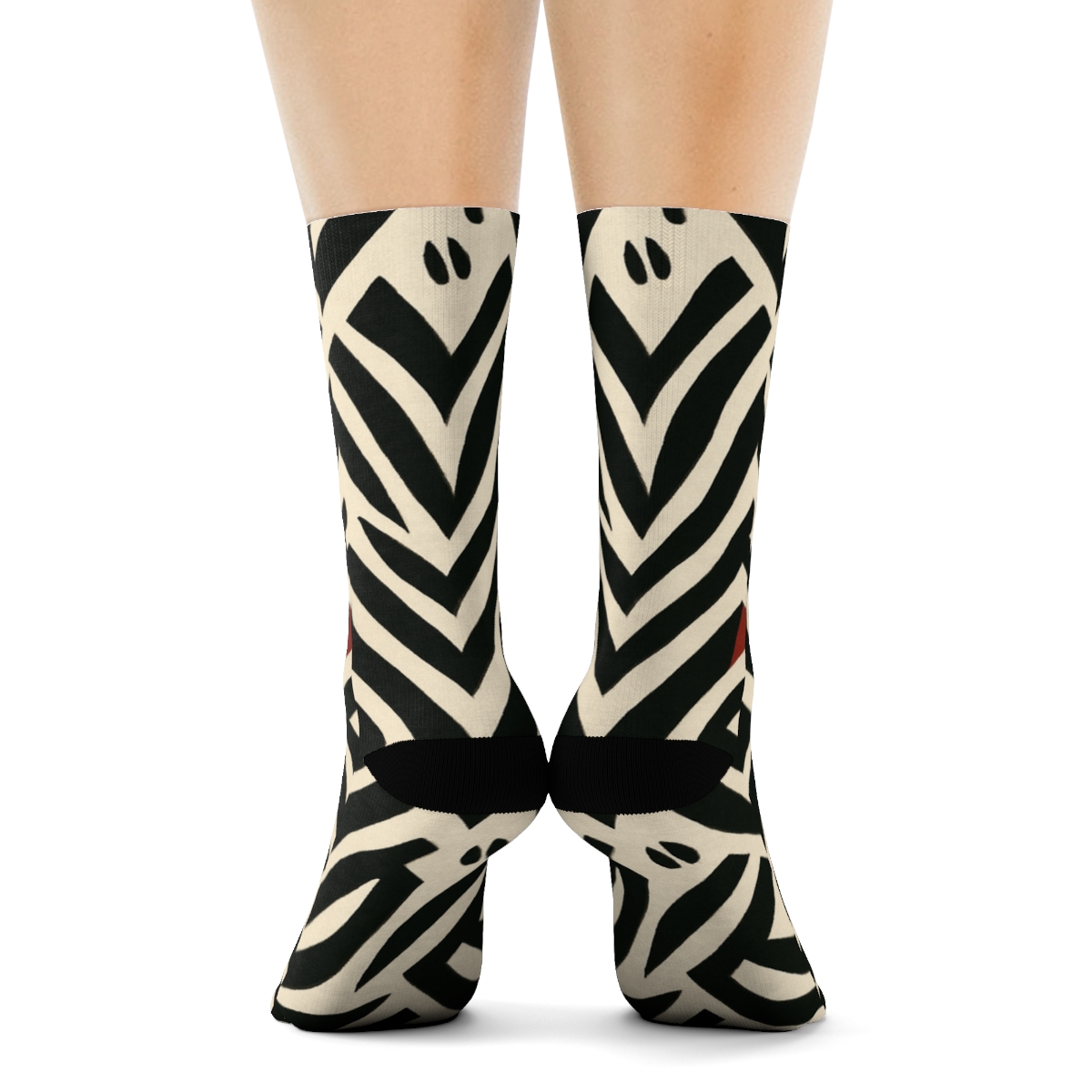 Crimson Inlay Zebra Stripe Chevron Fragments premium sports crew socks