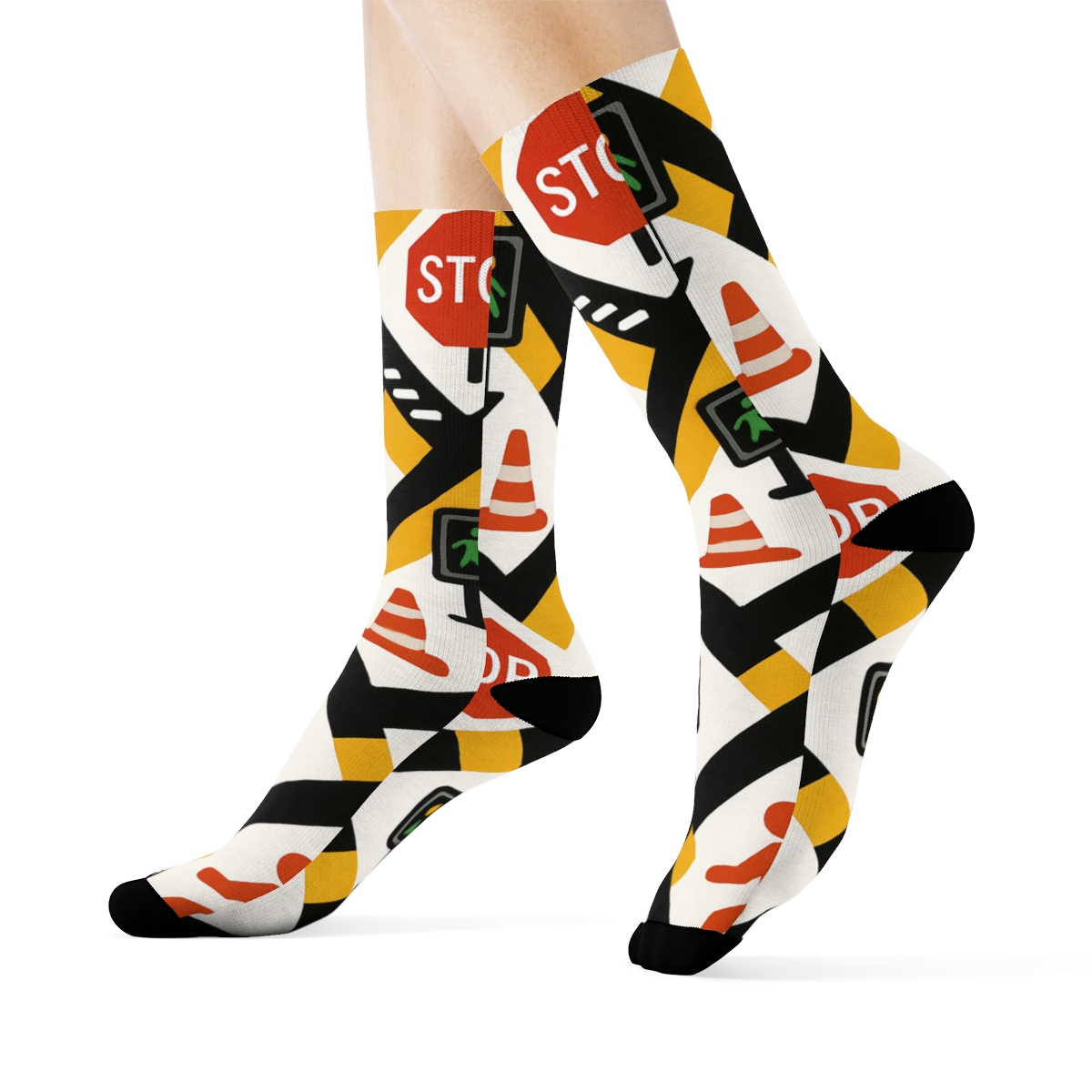 Crossing Guard Chevron-Grade School Zone Scatter unique graphic crew socks
