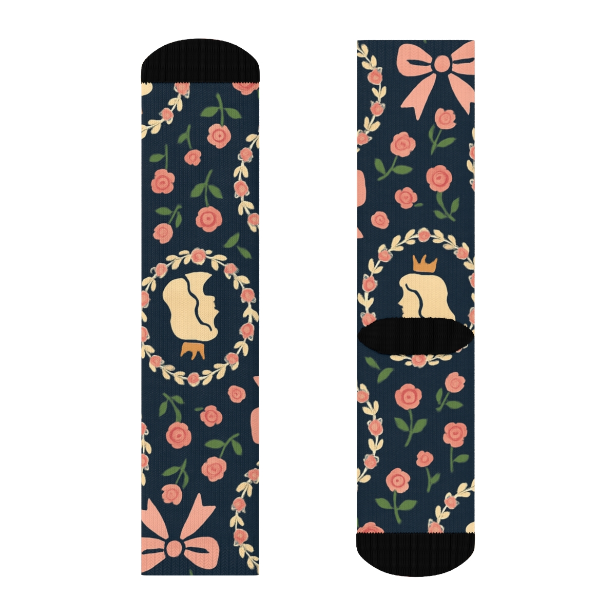 Crown And Ribbon Mary Pattern custom crew socks