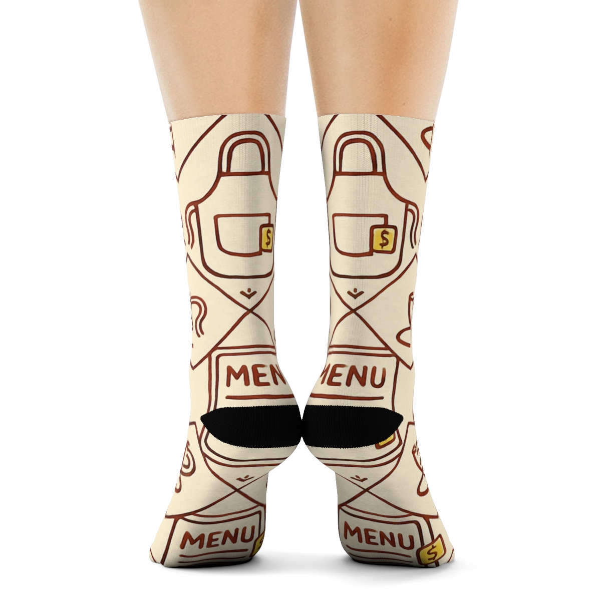 Culinary Lattice With Waitress Menu Boards stylish athletic crew socks